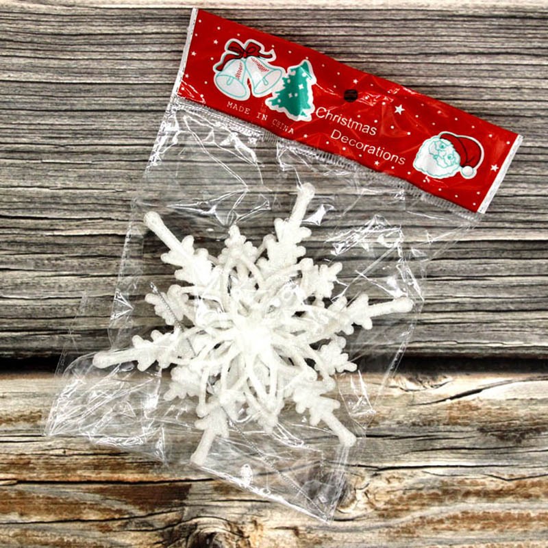 Christmas Plastic Snowflake Ornament — White-12cm