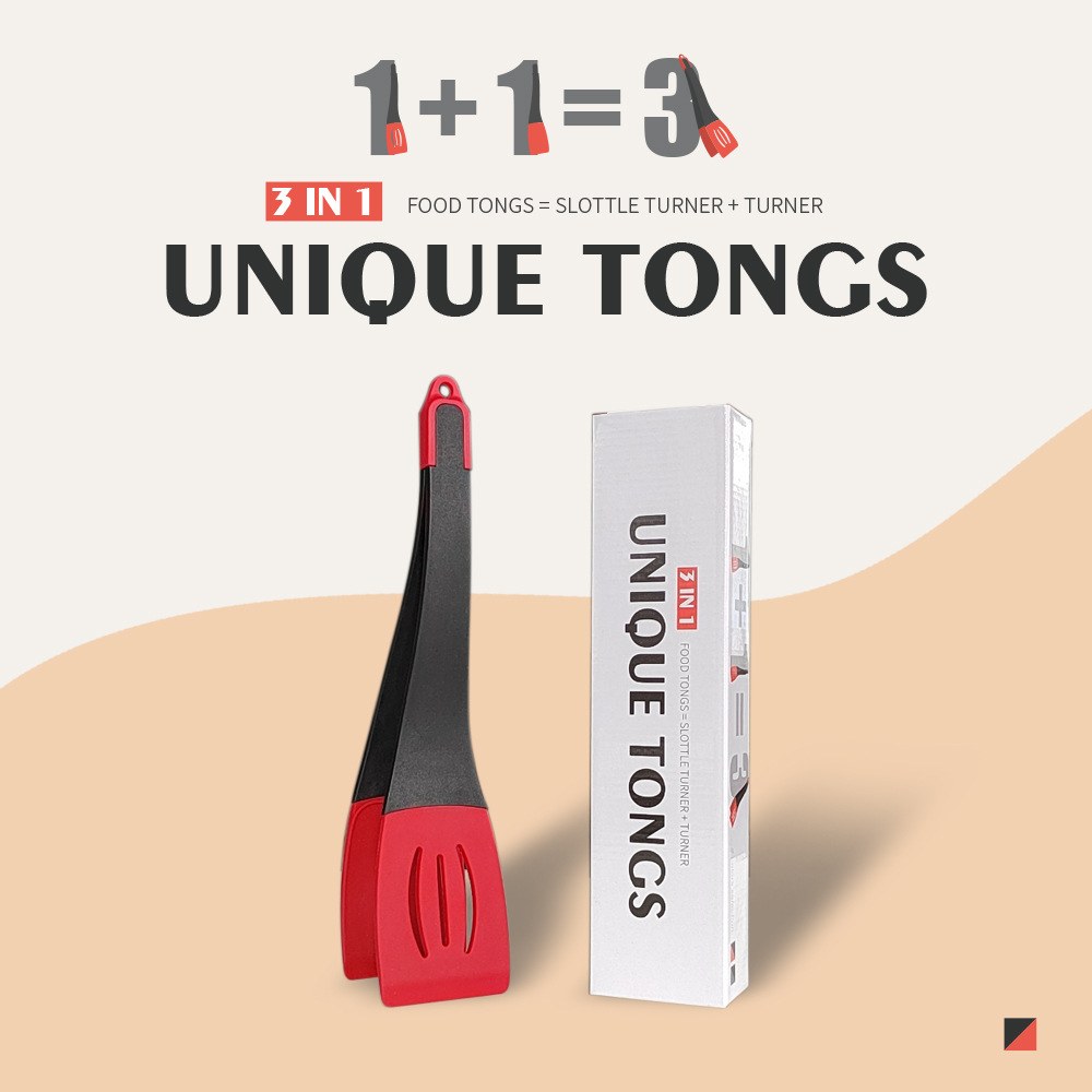 3 In 1 Frying Spatula Clip Silicone Food Clip Frying Steak Pancakes Shovel Slotted Turners Kitchen Tools Cooking Utensils Kitchen Gadgets — Red Black