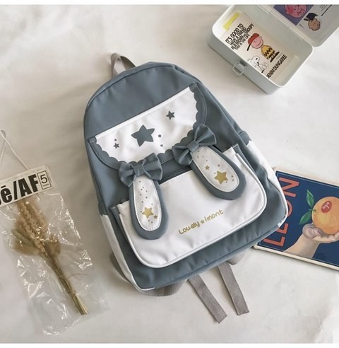 Bunny-ears Student Backpack — Blue-16inches