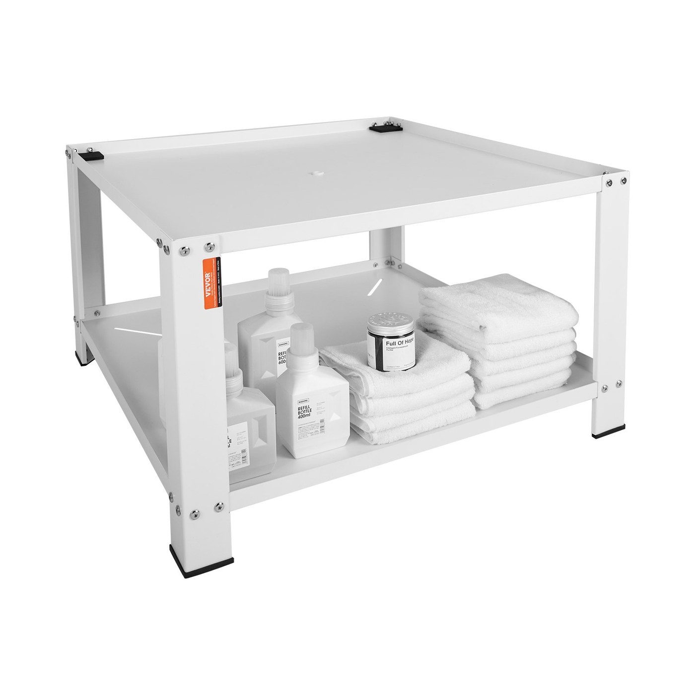Laundry Pedestal With Storage Shelf, Washer And Dryer Base Stand Platform Universal Fit 660lbs Capacity, Heavy Duty Steel Multi-Functional Base For Washing Machine — White