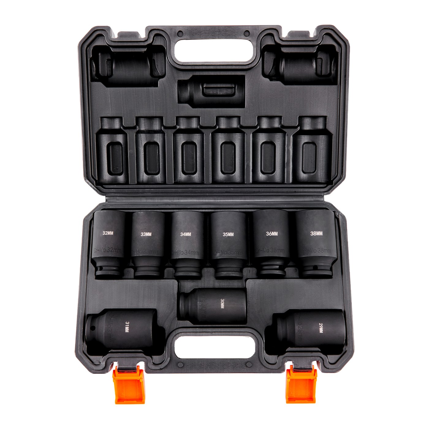 VEVOR Drive Impact Socket Set, 9 Piece Deep Socket Set Metric 29-38mm, 6 Point Cr-Mo Alloy Steel For Auto Repair, Easy-to-Read Size Markings, Rugged Construction, Includes Storage Case — Default