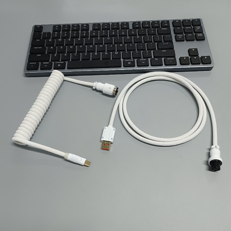 Coiled USB Keyboard Cable — White / Super Thick 6