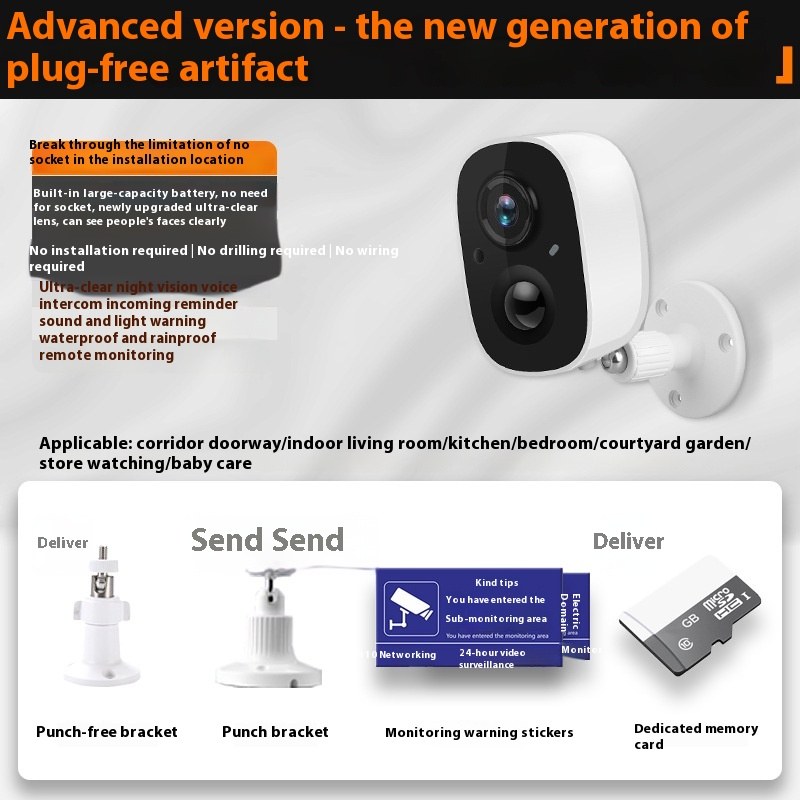Battery-Powered Indoor 4G Security Camera — 4G 15 Days Playback-4G-4 Million