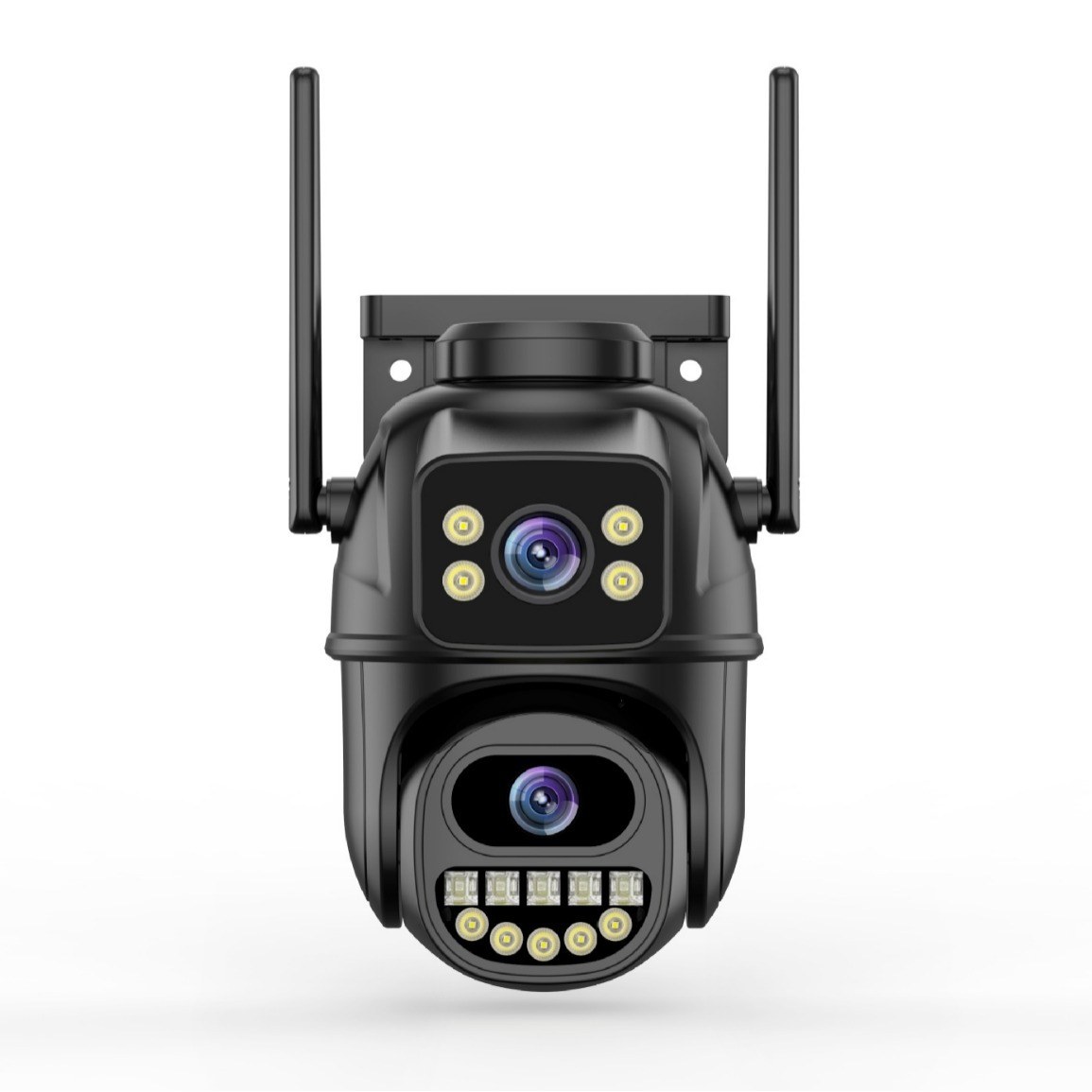 Dual-Lens Security Camera with Human Tracking — Black-US