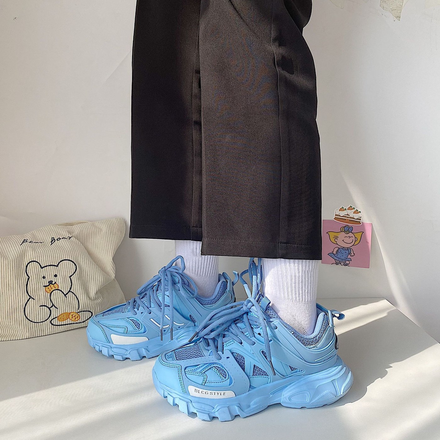 Blue Chunky Casual Sneakers — Blue-41