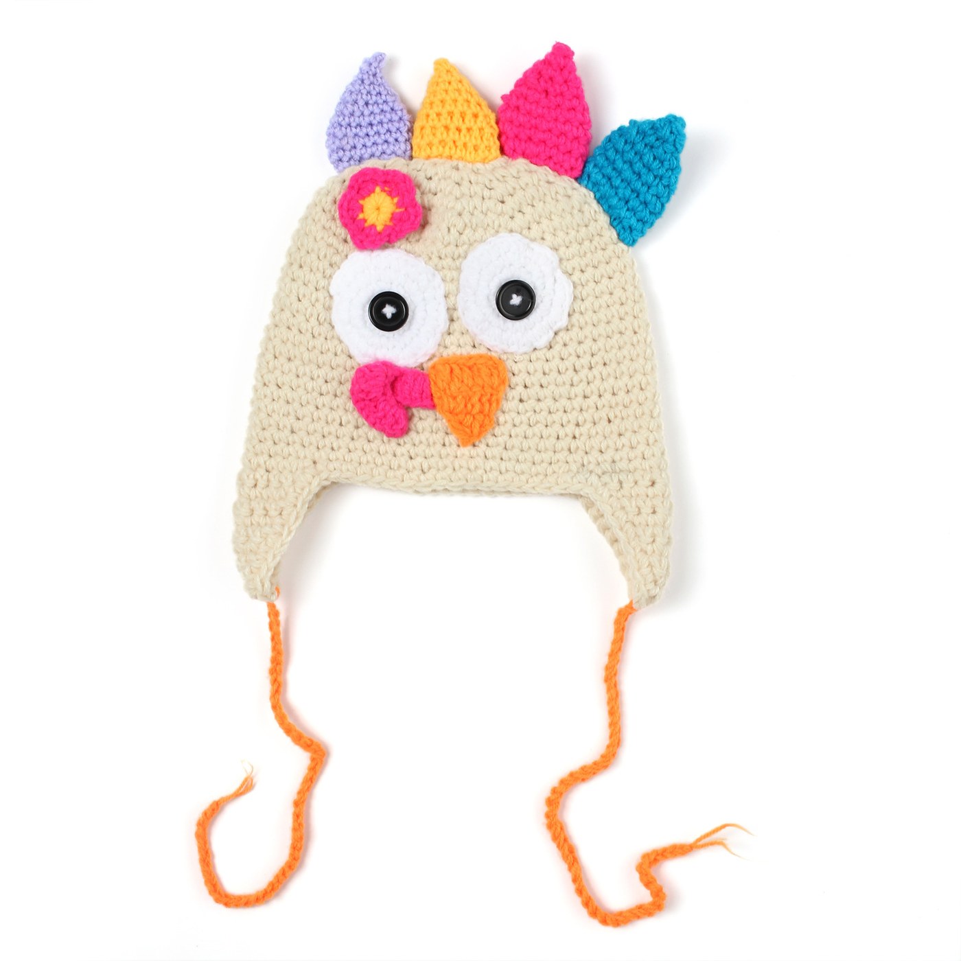 Thanksgiving Turkey Knit Hat — Beige-S