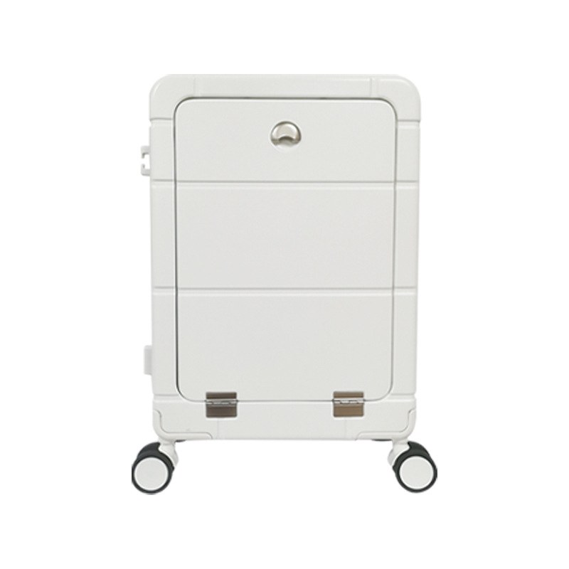 Front-opening Spinner Suitcase — White-20 Inches