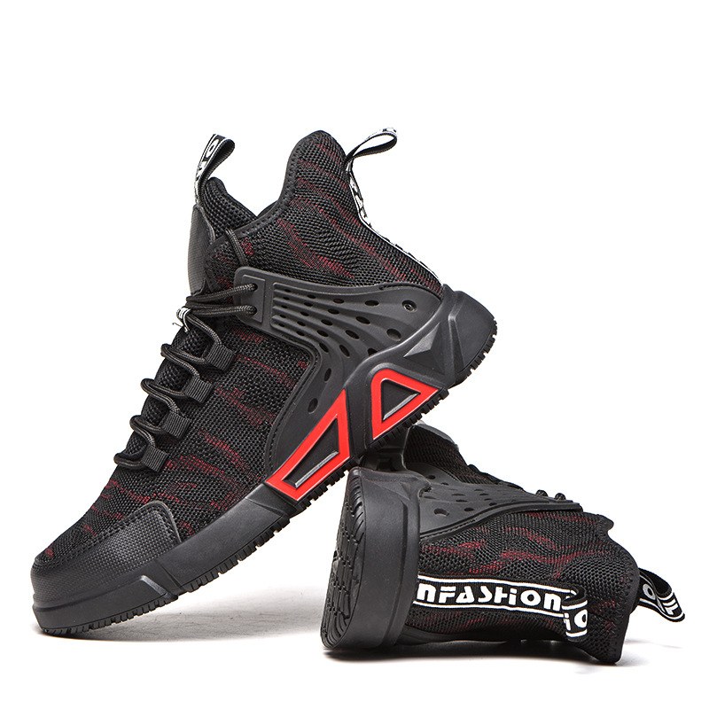 Red-accent High-top Work Shoes — 8258Red-41