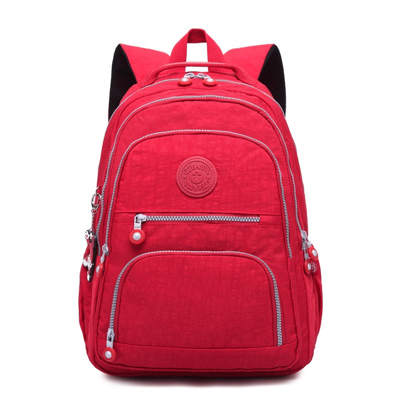 Nylon School Backpack — T1377 — Red-T1377