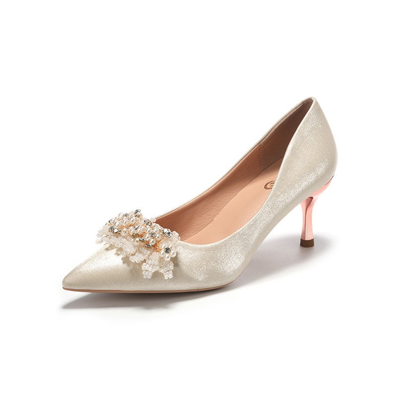 Satin Embellished Bridal Dress Heels — Stiletto Heel 6cm-34