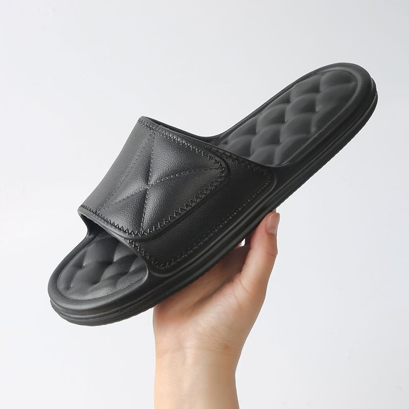 Quilted-look EVA Home Slides — Black-42to43