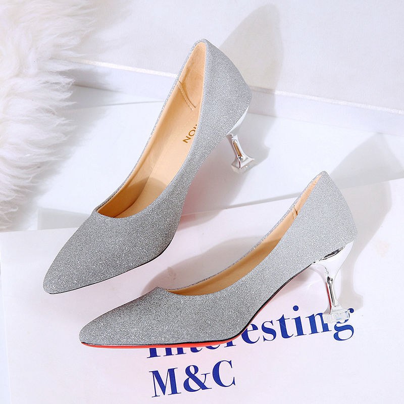 Gradient Pointed Dress Heels — Grey-9cm-37
