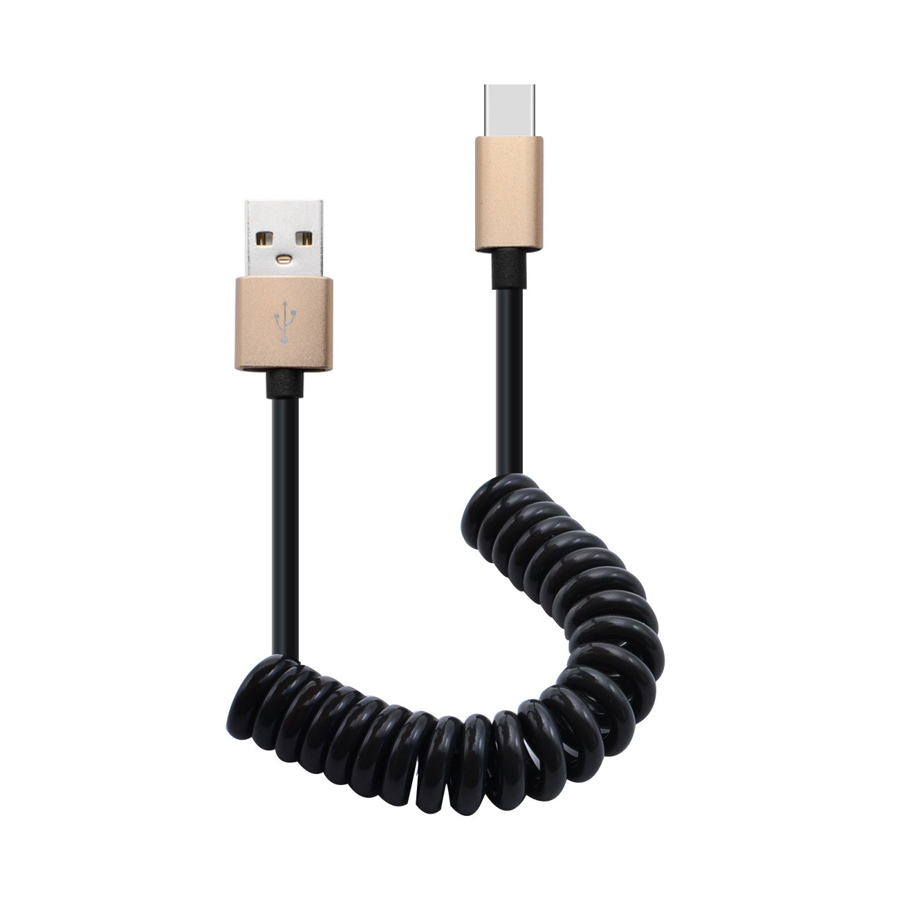 Coiled USB Type-C Data Cable — Gold