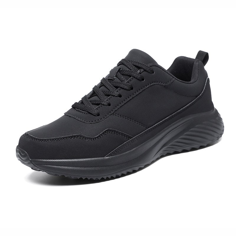 Lace-up EVA-sole Casual Running Shoes — Black-44