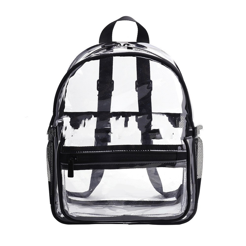 Clear PVC Student Backpack — Black