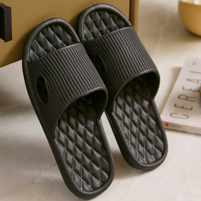 Ribbed EVA Home Slides — Black-40to41