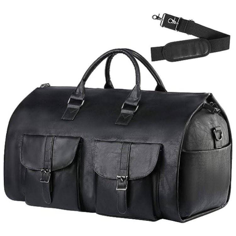 PU Travel Duffel Bag — Black-56cm×33cm×32cm