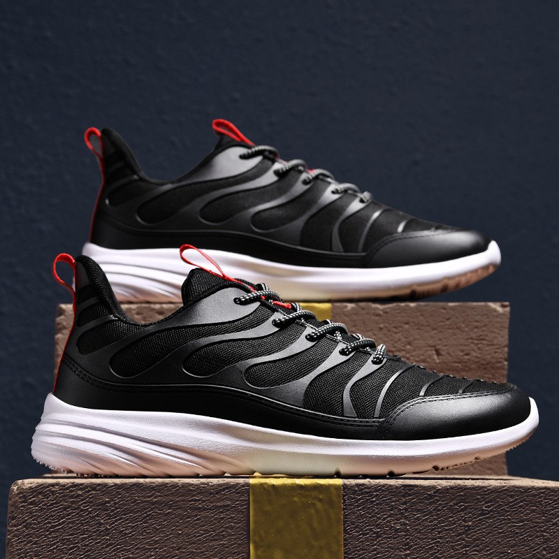 Cross-strap Mesh Sports Shoes — Black-43