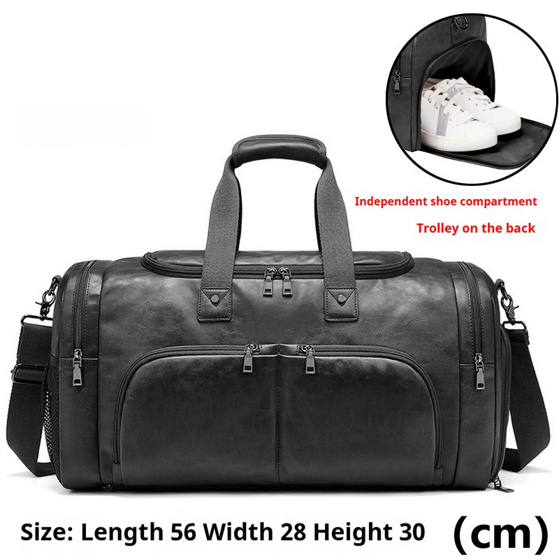 Travel Duffel Bag with Shoe Compartment — Black-56X28X30CM