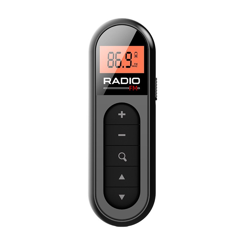 Rechargeable Clip-On Radio — Black English Version-USB