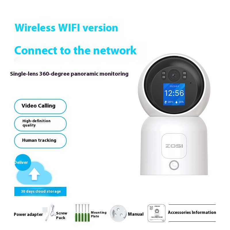ZOSI AI Face-Detection Wi-Fi Camera with Screen — 4 Million With Screen-Wifi-4 Million