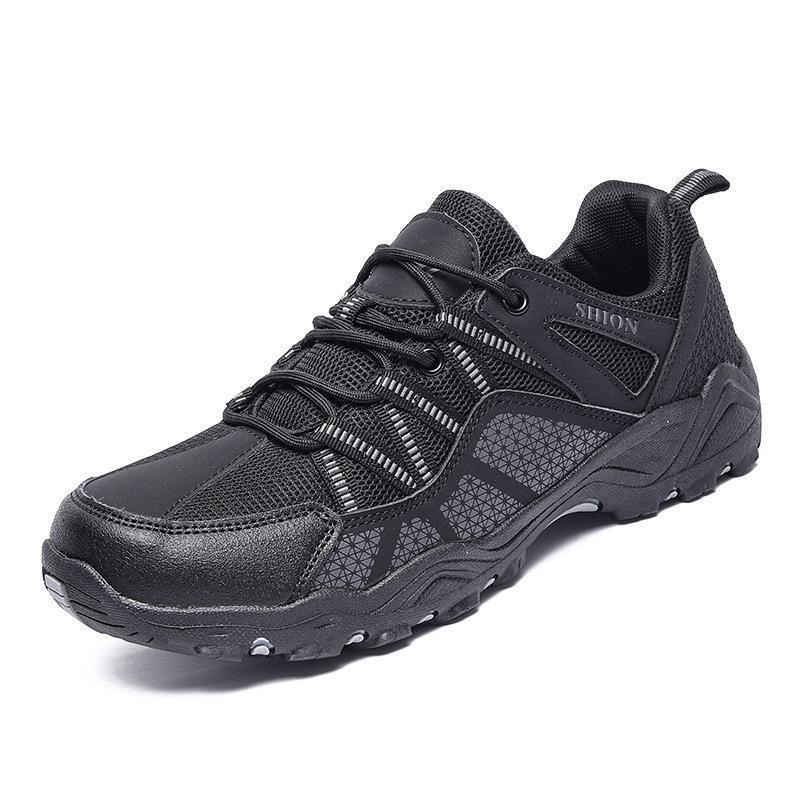 Mesh Lace-up Casual Shoes — Black-43