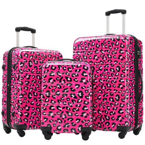 Three-piece Spinner Suitcase Set — Hot Pink