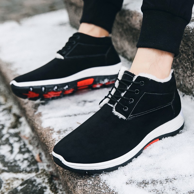 Cotton-upper Winter Lace-up Shoes — Black-43