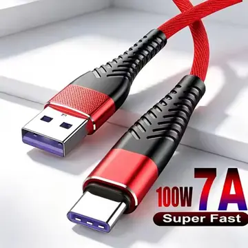 100W 7A USB to Type C Fast Charging Cable For Samsung Huawei Xiaomi Mobile Phone Charger Cable 0.25m/1m/2m/3m Nylon Braided Wire