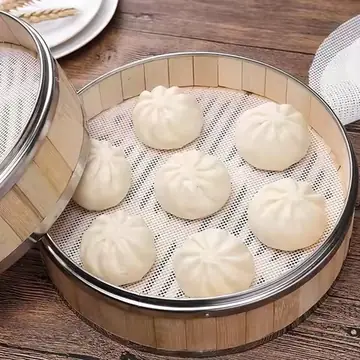 6pcs/set Reusable Silicone Non-Stick Steamer Liners Steaming Mat for Bamboo Steamer Cooking Heat Resistant Kitchen Tool