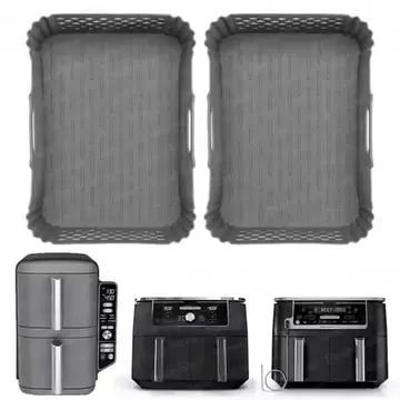 2PCS Reusable Perforated Silicone Air Fryer Liners for Ninja SL401 SL400 SL451, DZ302 DZ401 DZ550, Dual AirFryer Accessories