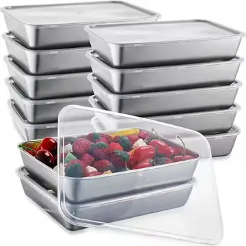 12 Pack Stainless Steel Food Storage Containers with Lids Lunch Box Stackable Snack Storage Boxes Reusable Food Container for Restaurant Travel