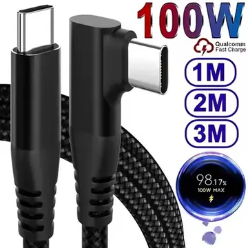 100W Fast Charging 1m 2m 3m C To C Elbow Data Cable Compatible for iPhone 17 16 15 Samsung Xiaomi Redmi Type C Charging Cable