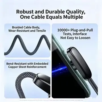 1m/1.5m/2m USB A to Type C Elbow Gaming Cable 100W Fast Charging Braided Anti-break Cord For All Type-C Smartphones