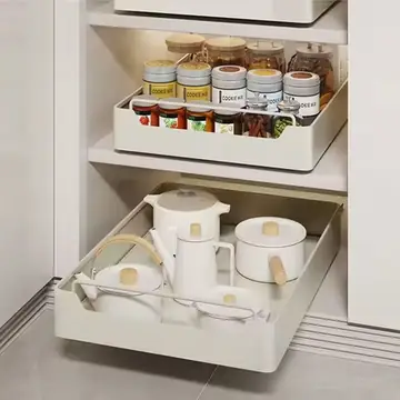 Kitchen Storage metal holdetr with Slide Rails Pull-out Drawer Storage Tray Spice Storage Rack Cabinets Organizer