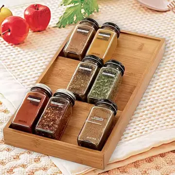 Bamboo Spice Organizer, Spices Rack for Cabinet, Kitchen Seasoning Storage(Jars Not Included）,Great for Kitchen Cabinet