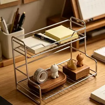 2-Tier Stainless Steel Bathroom Organizer Shelf - Countertop Storage Rack For Cosmetics, Perfume, Skincare & Kitchen Spice Jars