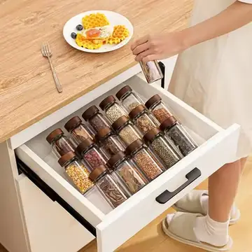 Spice Bottle Organizer Rack (Set of 2, 4, or 6)，Tiered Tray for Spice Jars and Seasoning Bottles，Suitable for Kitchen Drawers