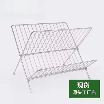 Folding X-Type Kitchen Drain Rack Wrought Iron Dish Drying Rack Bowl Storage Organizer For Sink