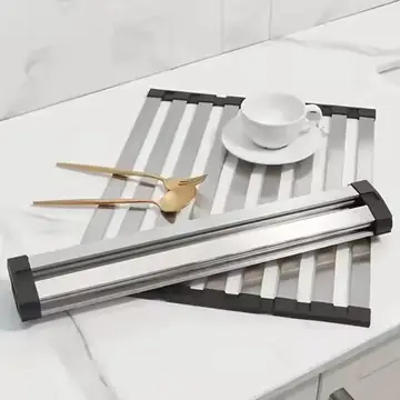 304 Stainless Steel Kitchen Sink Drain Rack Foldable Dish Drainer Sink Bowl and Dish Storage Drying Storage Shelf
