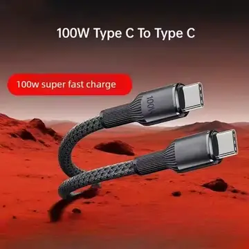 100W Type C To Type C PD Cable for Apple iPhone 17 Xiaomi Huawei Samsung Grey Braided Data Cord USB C Fast Charging Cable