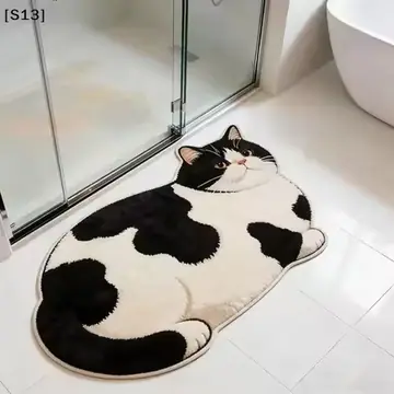 3D Cat Shaped Diatomite Bath Mat High Absorption Non Slip Quick Dry Entryway Floor Pad Household Home Textiles Bath Mat[Q]Q@