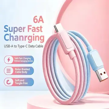 100W 6A Fast Charging USB to Type-C Braided Cable Gradient Two-tone Design 1.2M Multi Colors Optional For Huawei Xiaomi