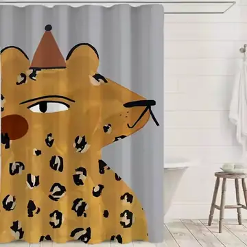 Abstract Leopard Rabbit Bear Tiger Mouse Rainbow Funny Bathing Curtain Bathroom Shower Curtain Waterproof With 12 Hooks Home
