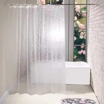 【 Water Light Glass 】 Translucent Water Cube Shower Curtain 3D Three-Dimensional Ice Crystal Texture Waterproof PEVA Material