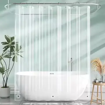 Transparent PEVA Shower Curtain - Waterproof with Magnetic Weights, Stain Resistant & 12 Rustproof Grommets