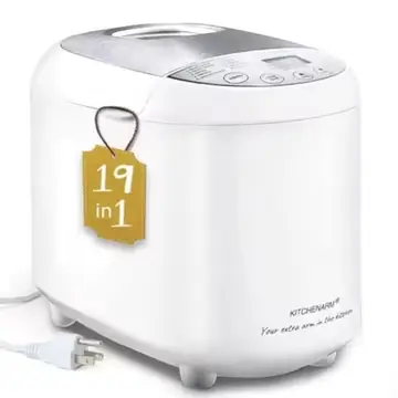 Bread Machine for Home Baking, White Plastic, 19-in-1 Functions with Homemade and Gluten-Free Cycles, Beginner-Friendly, 2LB/1.