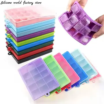 Silicone World Silicone Ice Cube Mold 15/24 Grids Square With Lids Trays Icecream Cold Drinks Whiskey Cocktails Tools Ice Mold