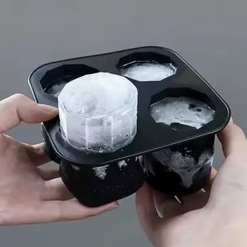 Silicone Ice Cube Tray, Large Round Ice Cubes and Square Ice Cubes, BPA-free, Reusable, with Lid, Suitable for Cocktails, Whisky
