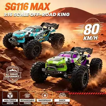 1:16 SG116 MAX/PRO RC Monster Truck 80KM/H Brushless Motor 4WD Off-Road Racing Car Waterproof All Terrain RC Vehicle Toy For Boy